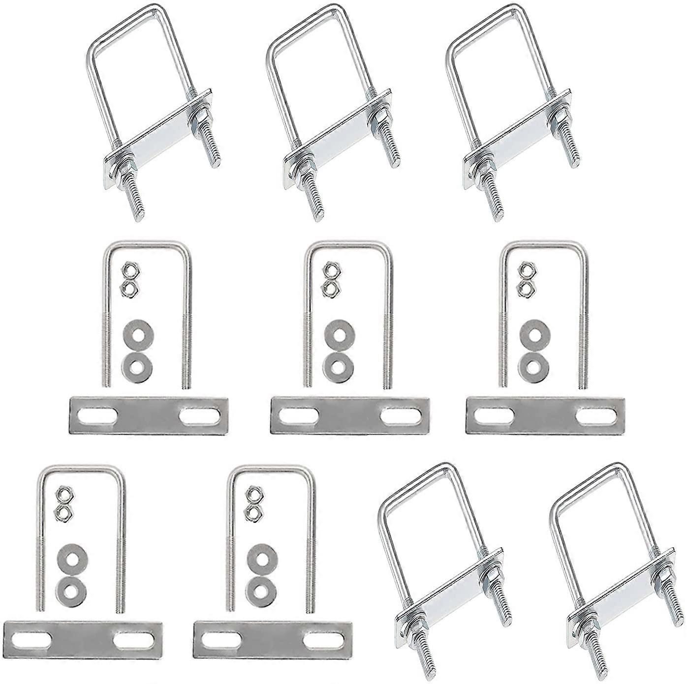 Set of 10 Square U Bolt Clamps with Nuts Frame Straps M6 50 x 80mm Square U-Bolts 6mm Stainless Steel U Screw for Towing Car Motorhome Sailing Trailer