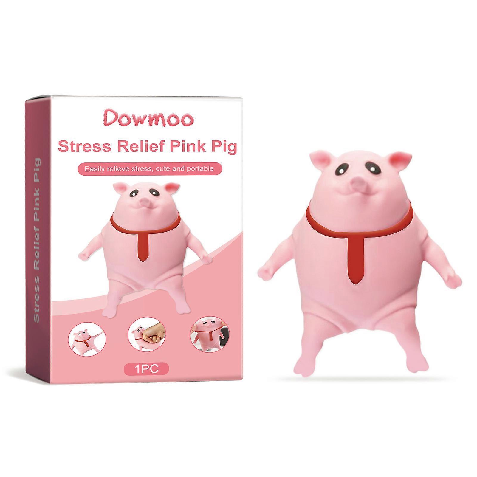 Stress Pink Pig Toy, Funny Cute Pink Pig Squishy Toy, Stress Stretch Pig Toy, Decompress and Squeeze Relief Toy