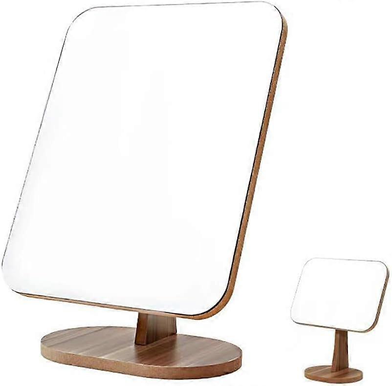 Wooden Desktop Mirror with Stand Tabletop Mirror Rectangle Makeup Mirror Cosmetic Mirror Vanity Mirror Handheld Mirror Bathroom Mirror Free Standing M