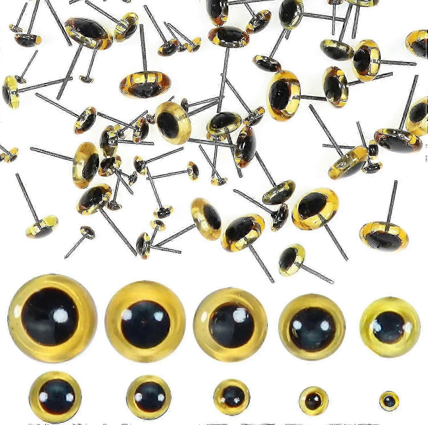 100pcs الزجاج البني عيون مجموعات عيون الحرفية 3mm إلى 12mm للدمية صنع إبرة تلبيد الحرف