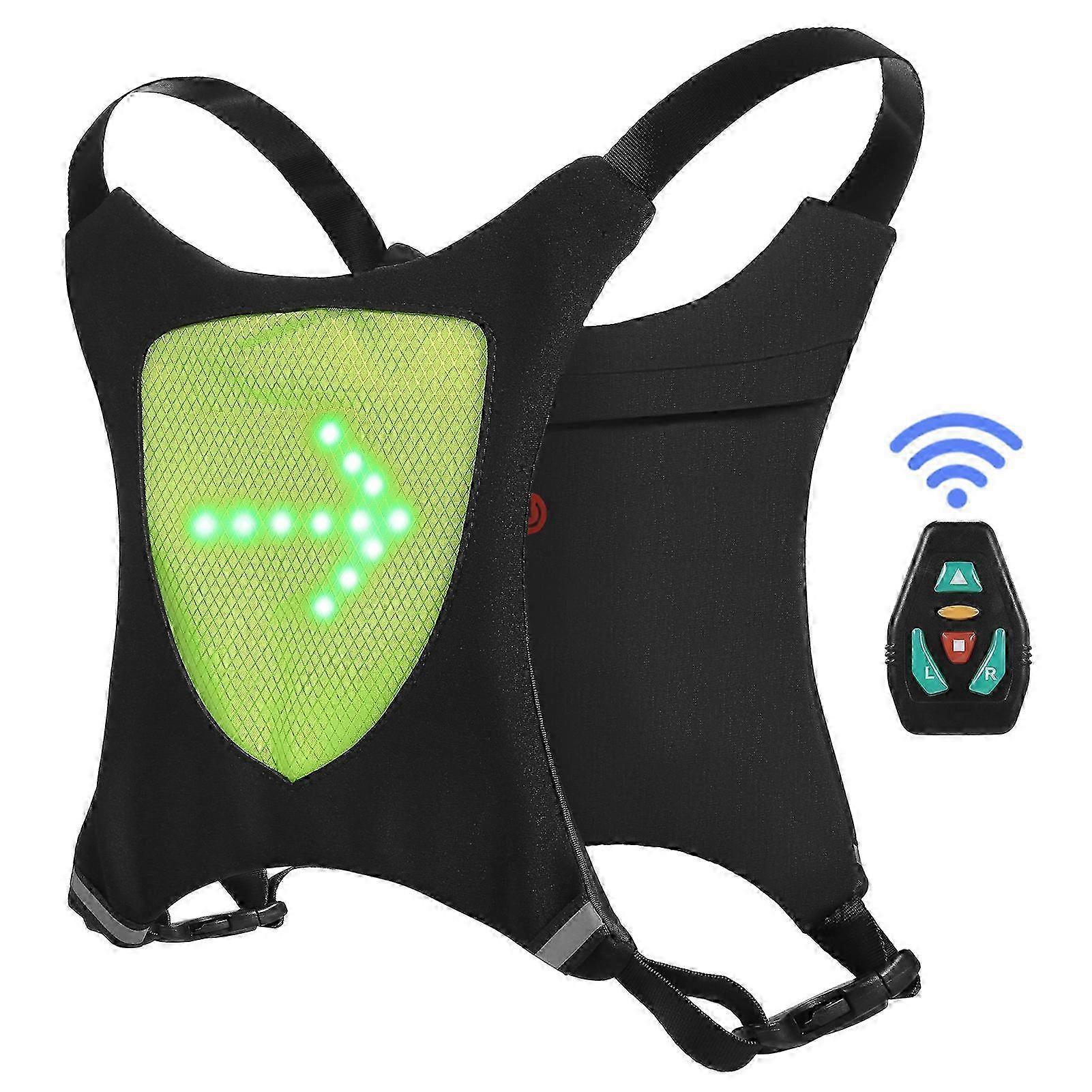 Double-sided LED Turn Signal Bike Pack LED Backpack with Direction Indicator USB Rechargeable Safety Light Bag Waterproof