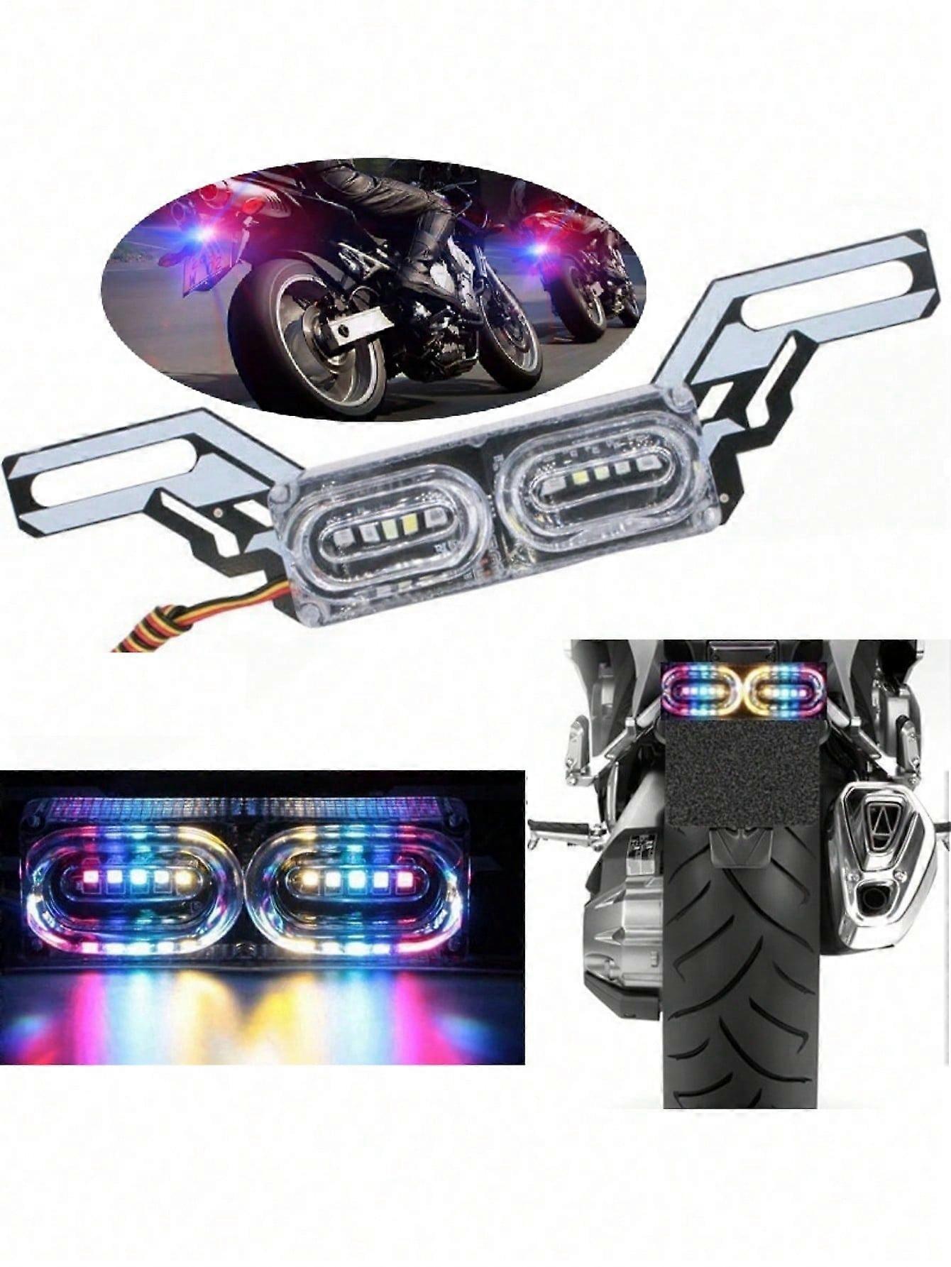 Latest Version Colorful Motorcycle Strobe Light Led License Plate Flashing Beacon Lights Brake Warning Flash Lighting