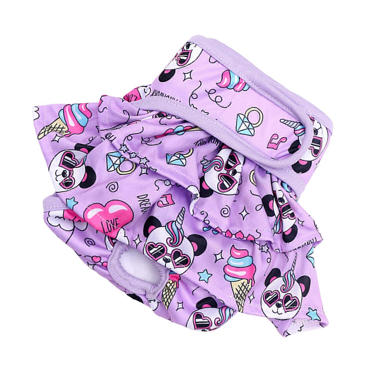 Female Dog Diapers Reusable Washable Panda Pattern Purple M