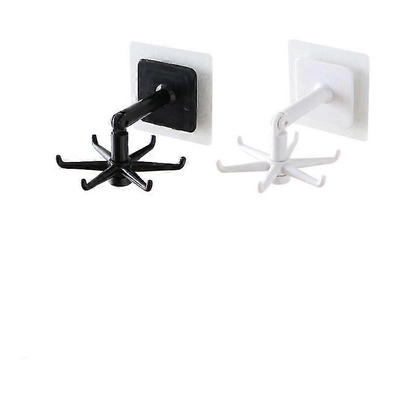 Sticky Hook Multifunctional Rotary Hook 360 Degree Rotating No Marking Sticky Hook 2pc, Black+white