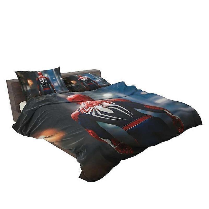 v1652 Bed Sheets Spider-Man PS Advanced Suit Quilt Duvet Cover Set Double Comforter Cover3-Piece Bedding Set (1 Duvet Cover + 2 Pillow Shams) Bed Shee
