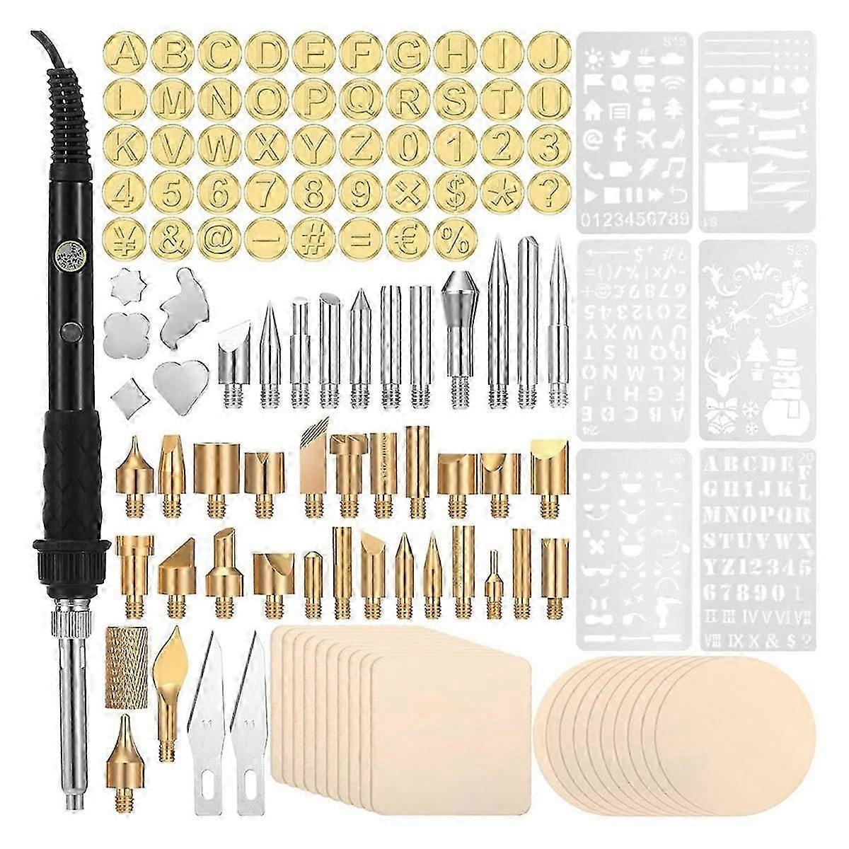 136 قطعة طقم حرق الأخشاب أدوات حرق الأخشاب مع رقائق الخشب لموقد الخشب DIY نقش نحت الحرف