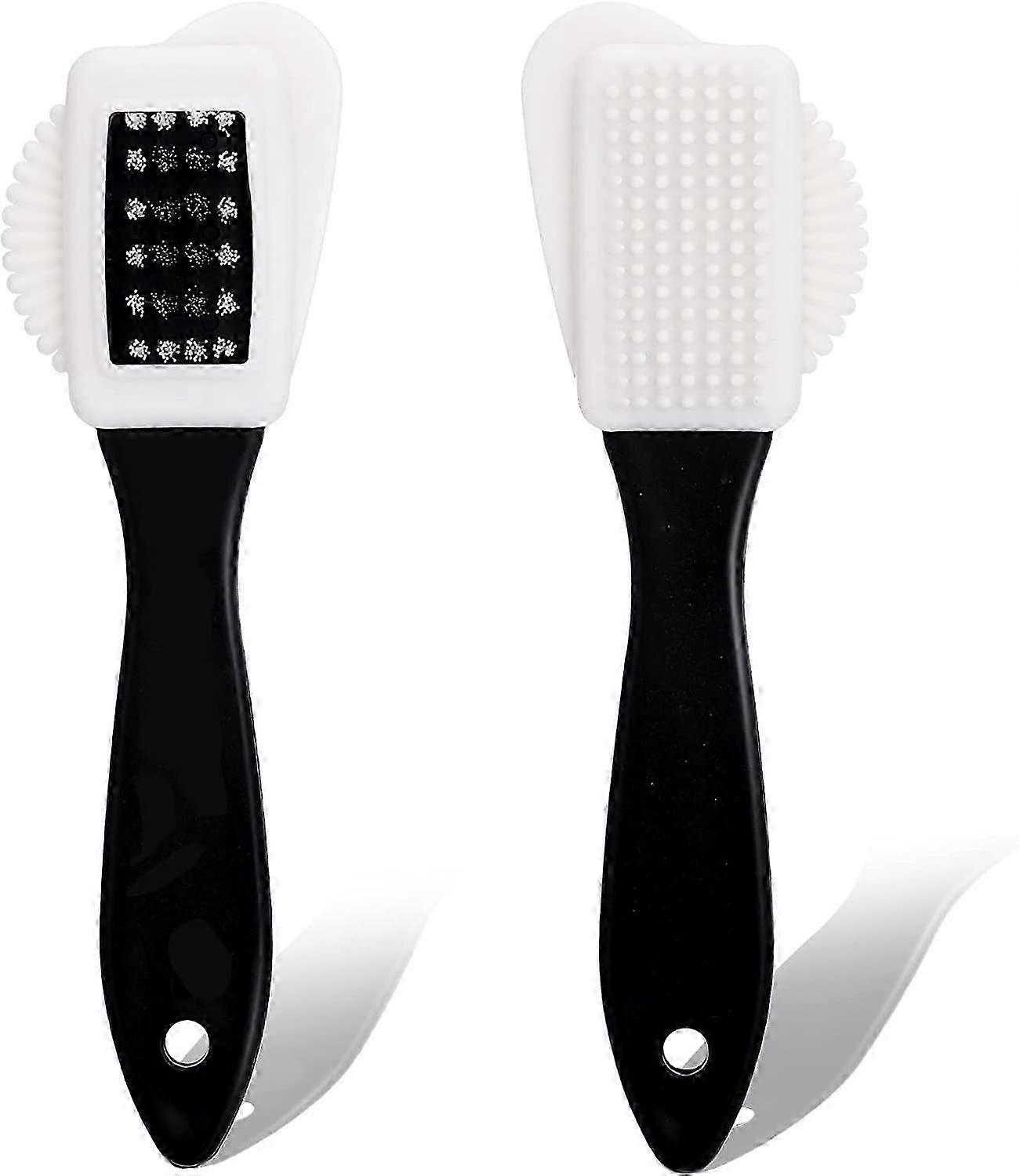 4-sidig mockaborstset, multifunktionell nubuckborste, skorengöring, 2 st