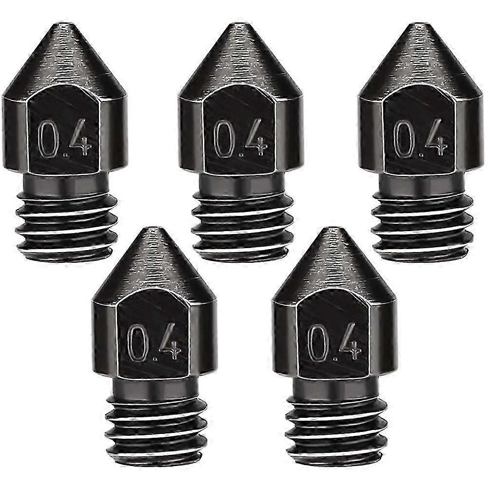 5 Pcs 3D Printer Extruder Nozzle 0.4Mm Hardened Steel Mk8 Nozzle Heat-Resistant suitable for -10/-3 Series 3
