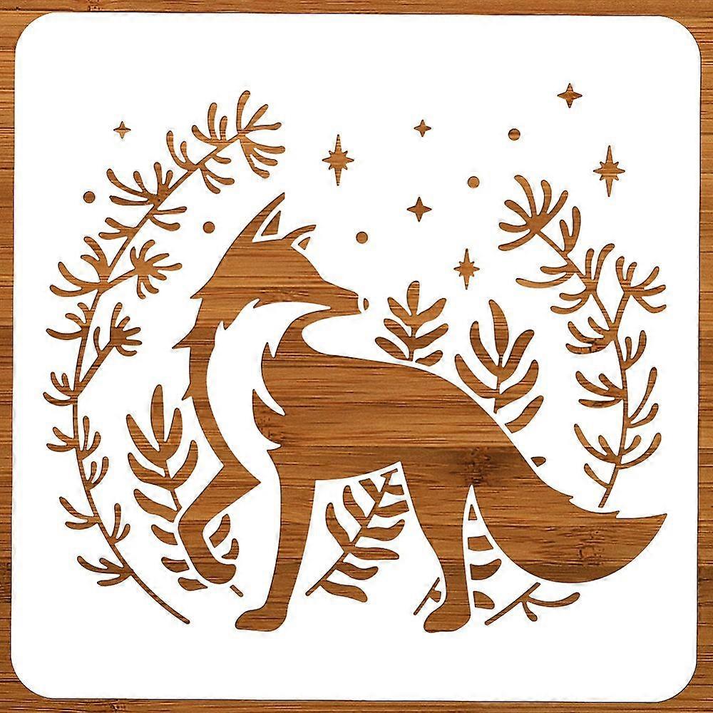 Fox Star Painting Stencil 11.81x11.81 Inch Reusable Craft Stencils Hollow Out Drawing Painting Template for Painting on Wood Fabric Paper Walls Canvas