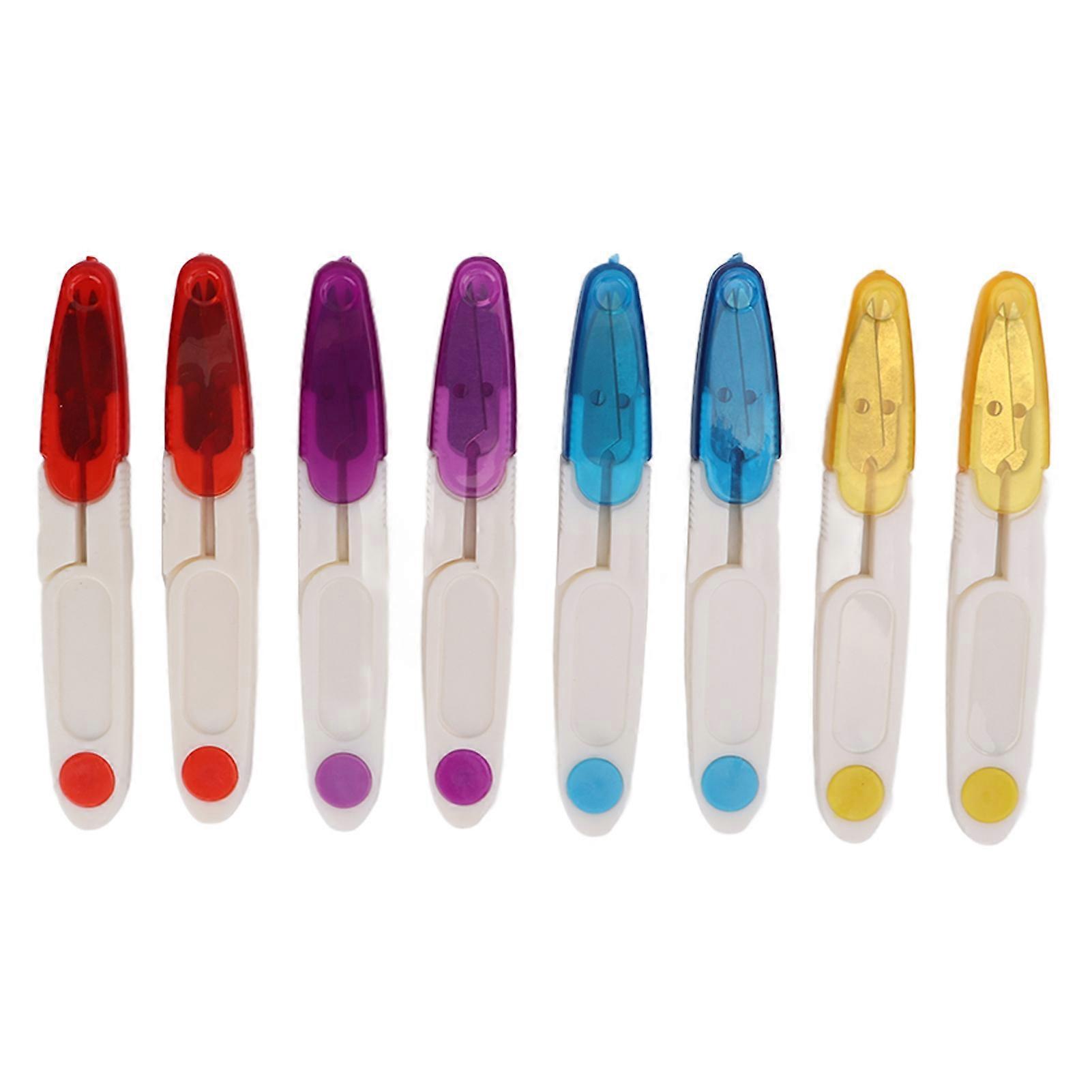 8Pcs Thread Snips Safety Cover Spring Action Lightweight Durable Portable Wide Application Thread Cutter