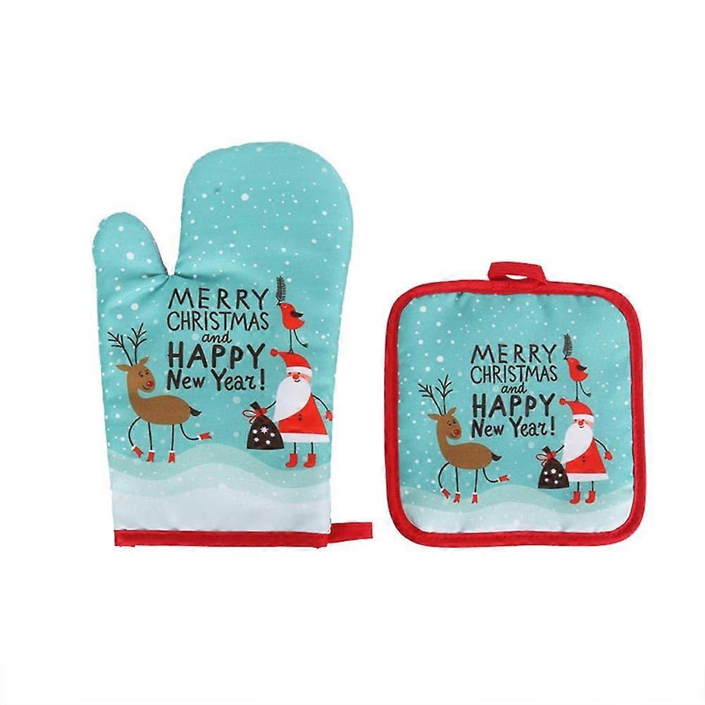 2 PCS Heat-Resistant Christmas Baking Gloves for Multiple Use