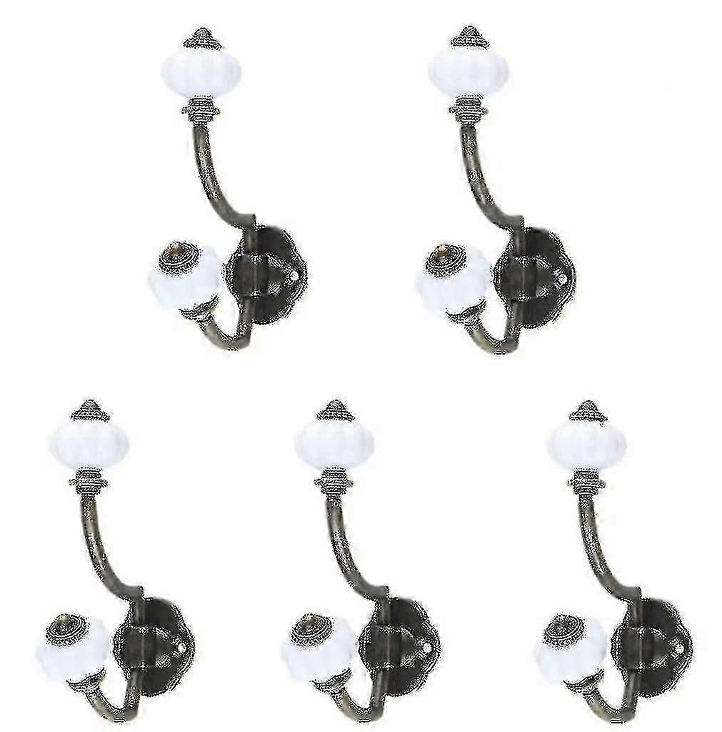 レトロブロンズセラミックコートフック、5牧歌的なスタイルの壁フックのパック