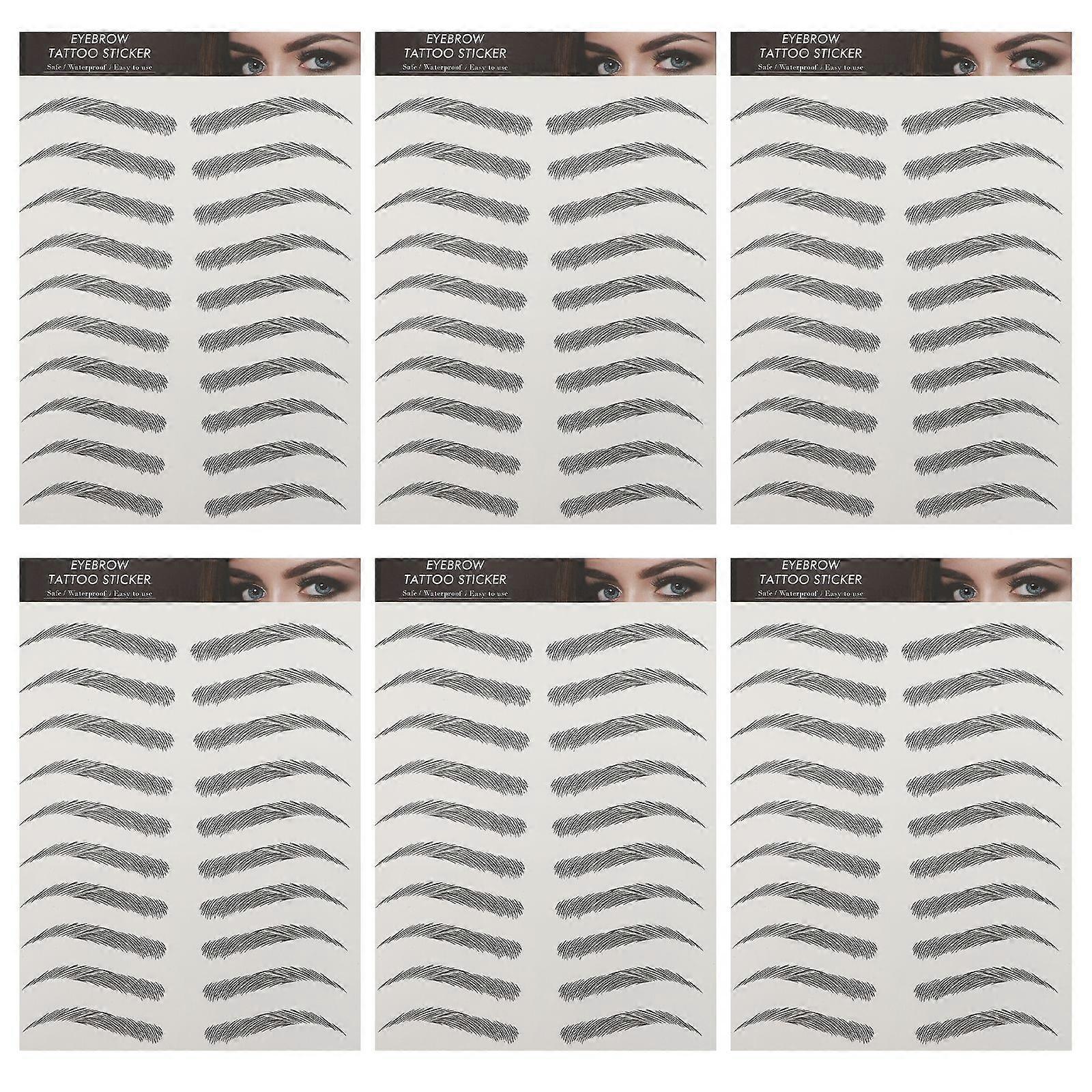 6 Sheets 3D Eyebrows Stickers False Eyebrows Tattoos Temporary Eyebrows Tattoos