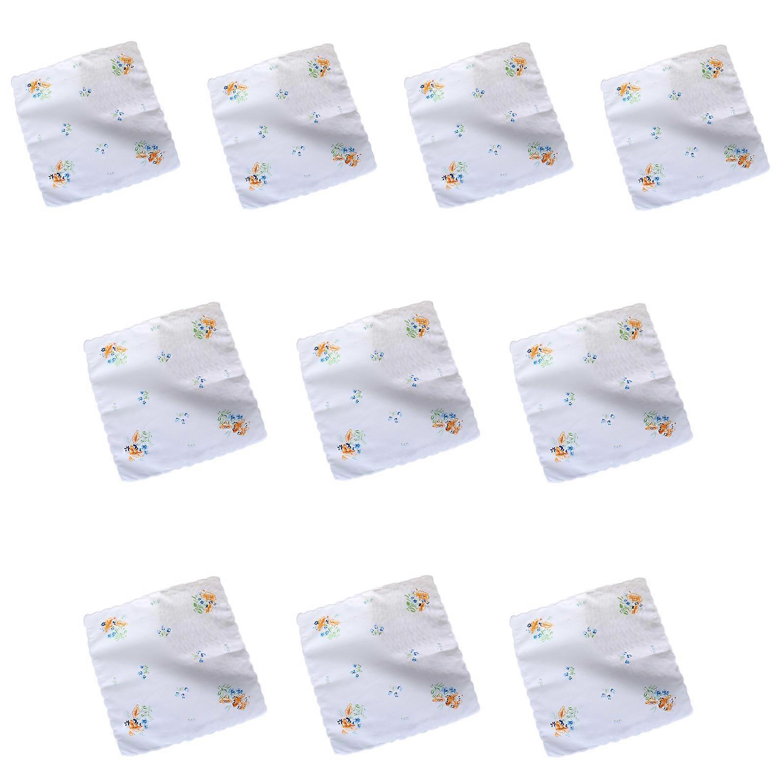 10 Adet Kadın Çiçek Mendil Cep Mendil Bez Yeniden Kullanılabilir Bandana Düğün Partisi Kız Stil 4 Turuncu