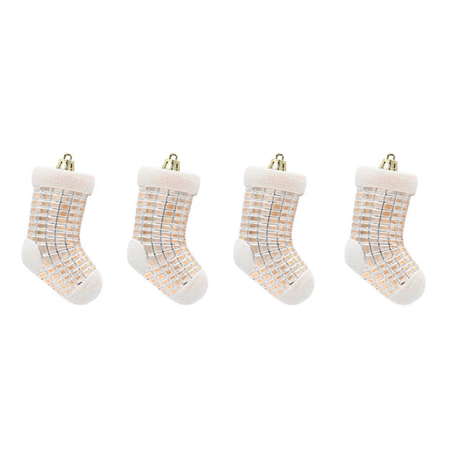 Plastic Christmas Sockings Reusable Holiday Hanging Decorations Ornaments for Xmas Tree Decoration Holiday Party Decor Champagne
