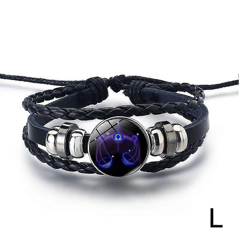 12 constellations gemstone leather bracelet for energy