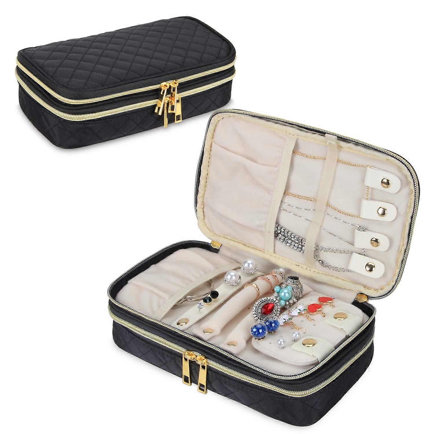 Double-layer jewelry storage travel box, portable organization tool