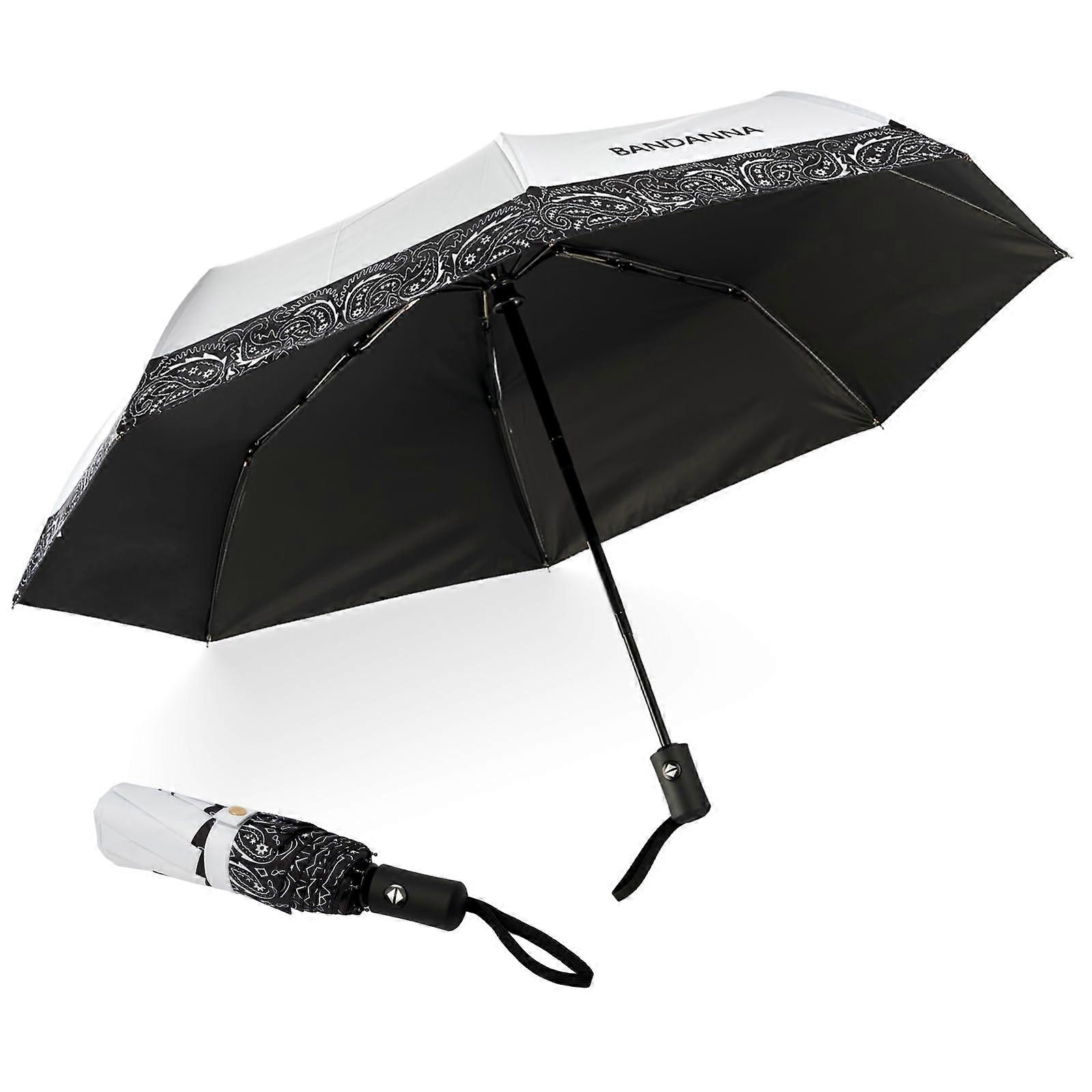 Auto-Folding Travel Umbrella - Windproof Vintage Design with UV Protection, Compact Size, Lightweight Material