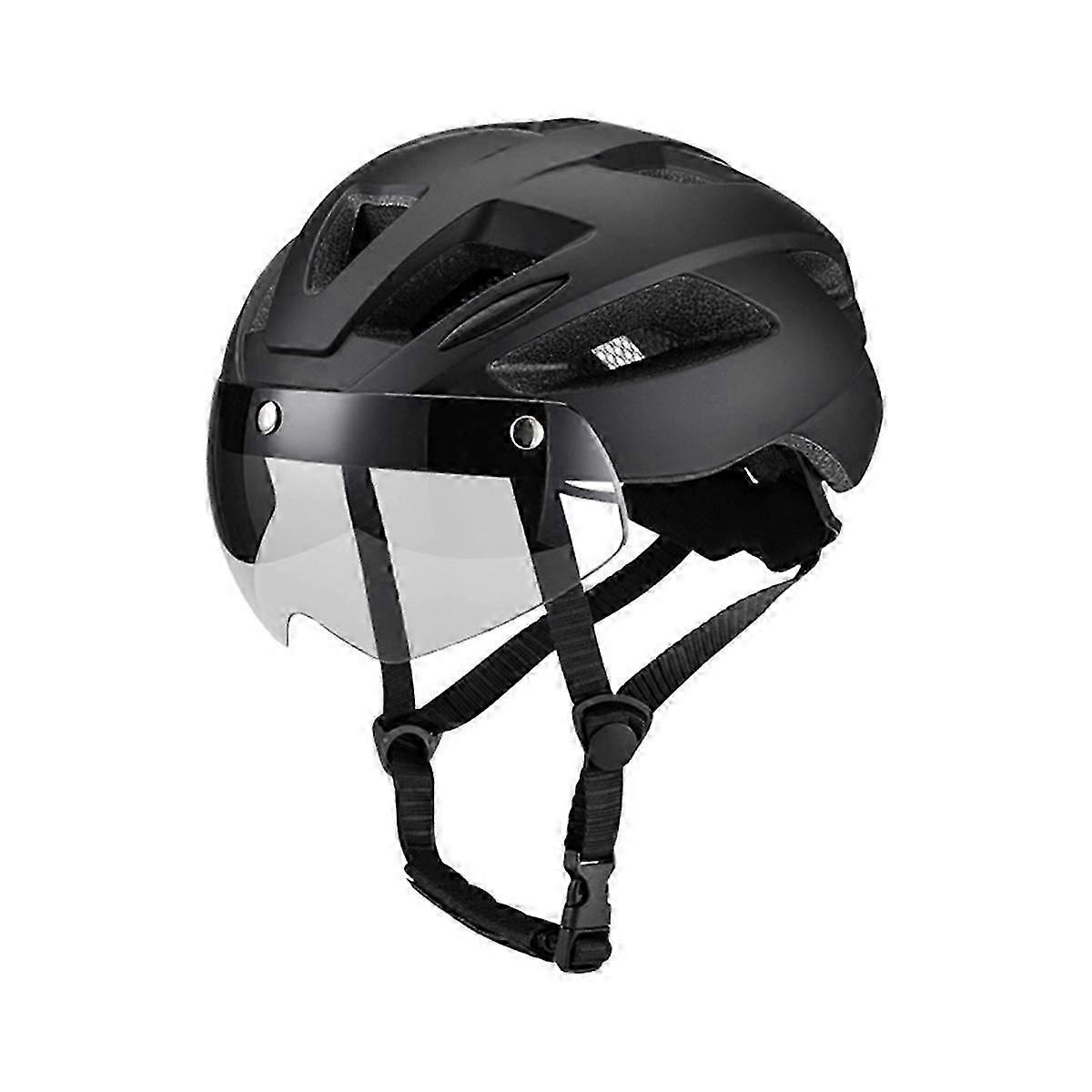 Adult Bike Helmet, Light Microshell, Men Women, Fit Adjustment Suggested with Windscreen Fit 57-62cm for Cycling Black -HHY