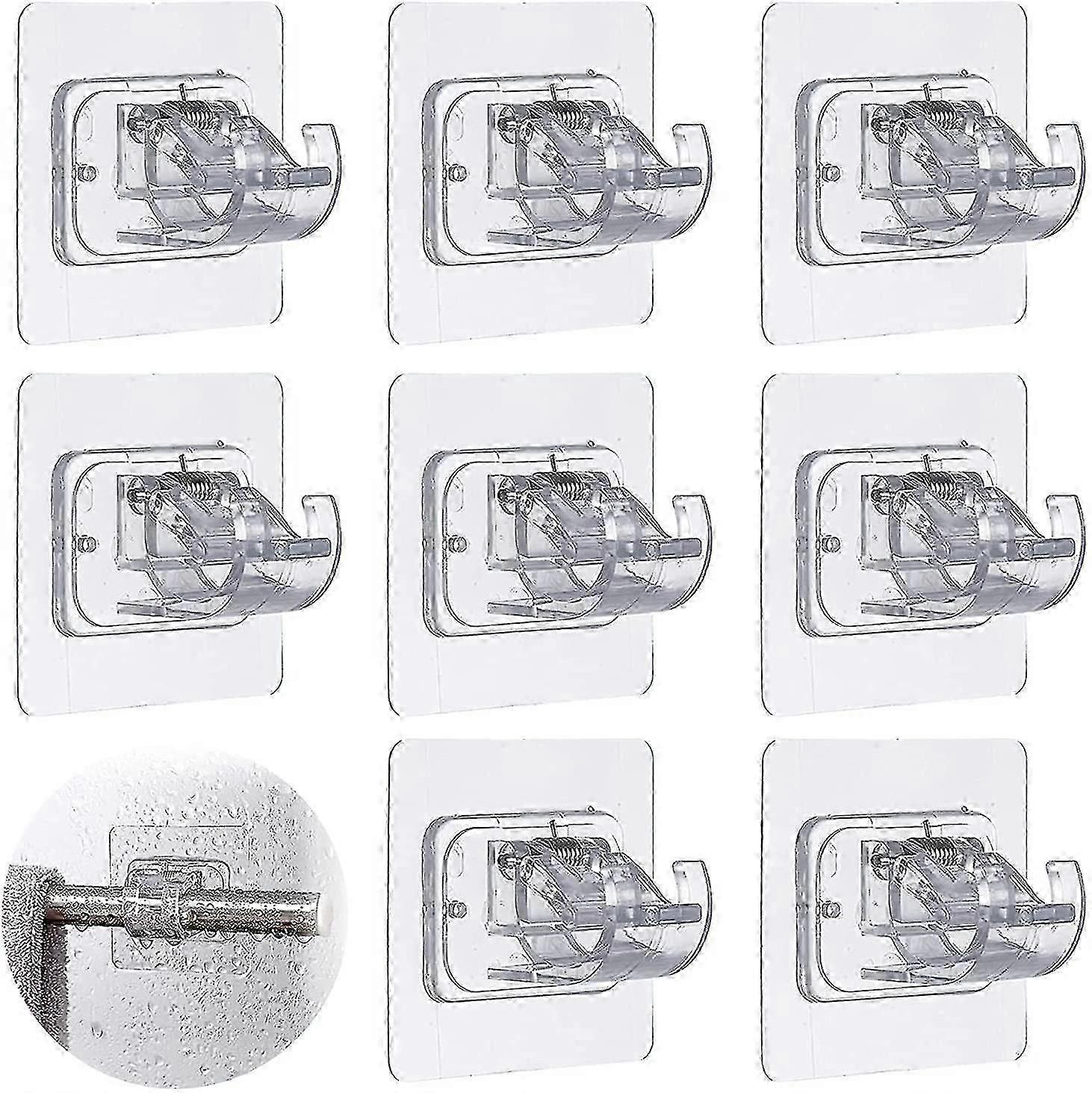 Curtain Rod Bracket No Drilling,8 Pcs Adhesive Curtain Rod Hooks