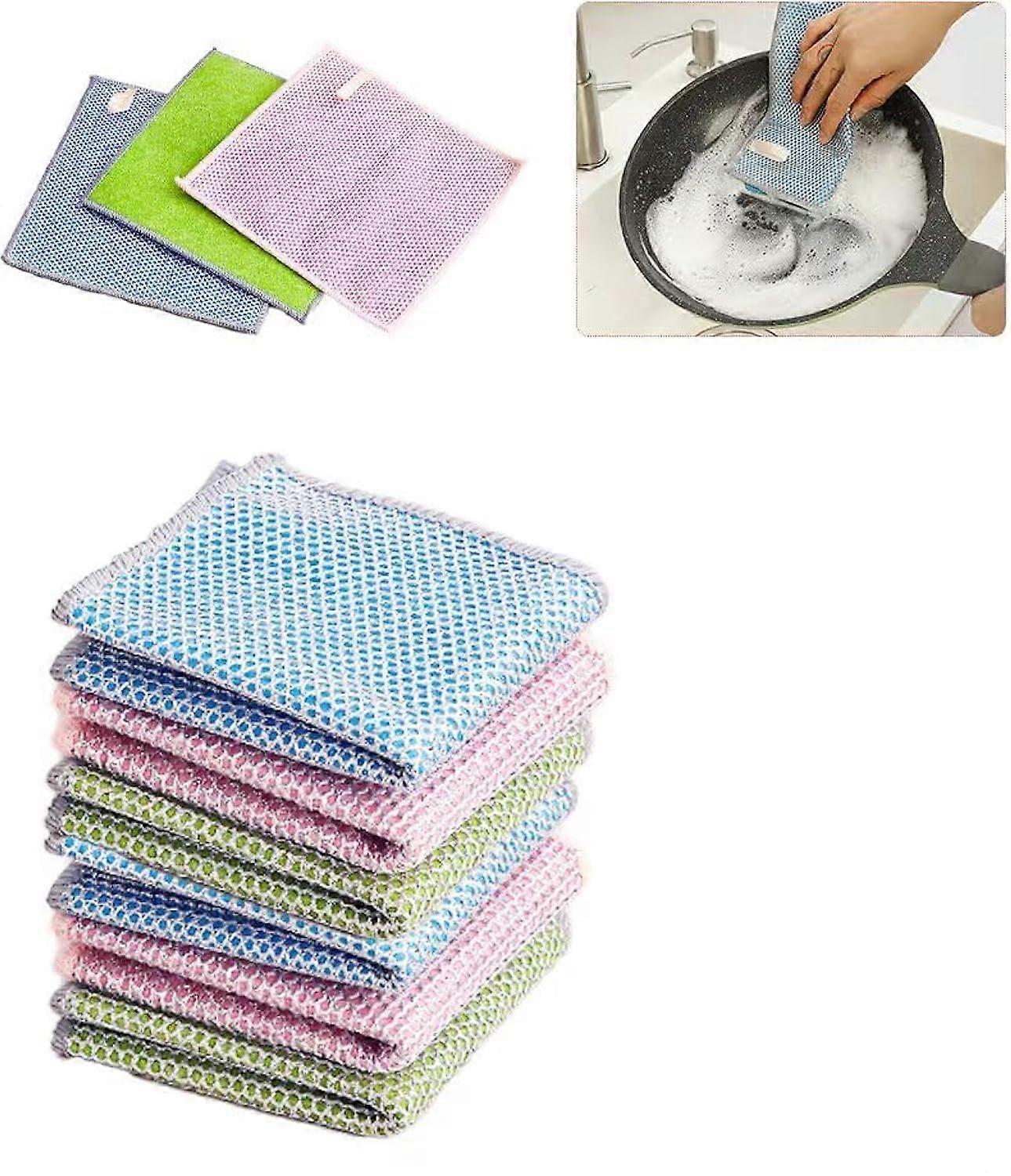 Thickened Kitchen Dish Cloths Set of 6 for Wet Dry Use, Durable Microfiber Cleaning Towels, Machine Washable, Extra Absorbent