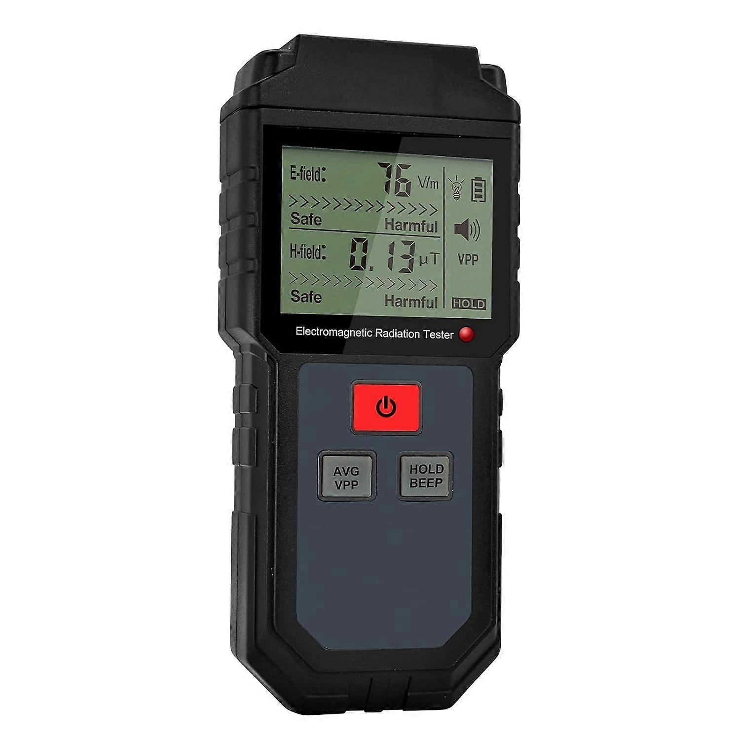 EMF Meter Detector - ET825 Portable Electromagnetic Radiation Tester (Digital LCD Display, 5Hz-3500MHz, Sound & Light Alarm) - Black