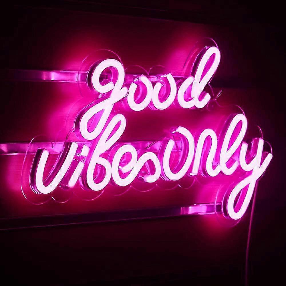 Good Vibes Light Only Advertising Pink LED Word Light Sign Neon Light Acrylic Letters LED Neon Sign for Bedroom Wall Bar Party Decor Light Sign