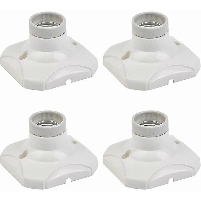 Pack of 4 E27 wall socket white with thread, lamp holder wall mounting