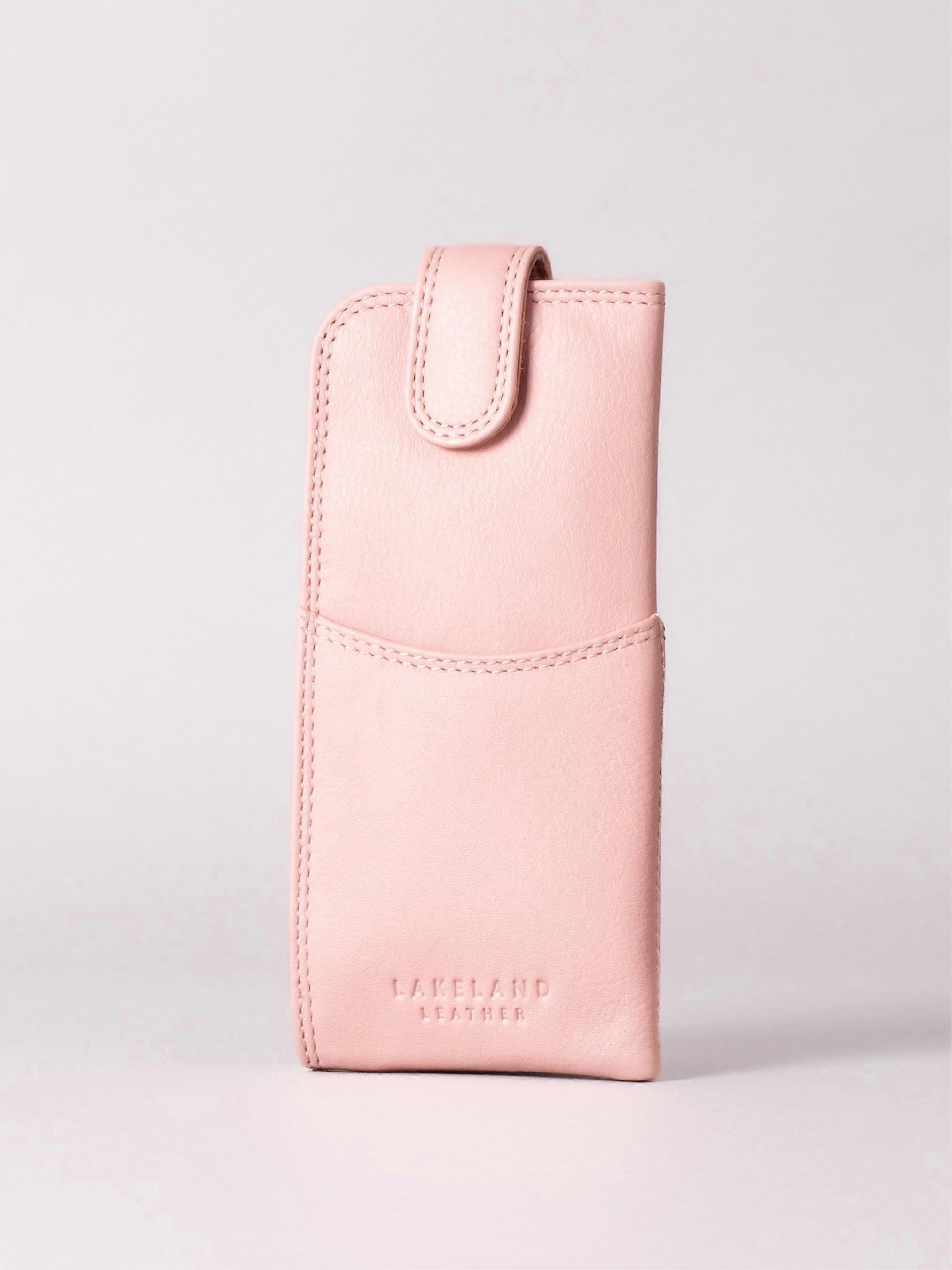 Leather Tab Glasses Case in Blush Pink