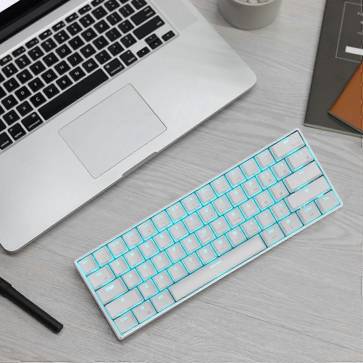 60% Mechanical Gaming Keyboard, 61 Keys Layout with Monochrome Backlight, Hotswap Red Switches for Personalized Gaming Sessions (Wireless Design)