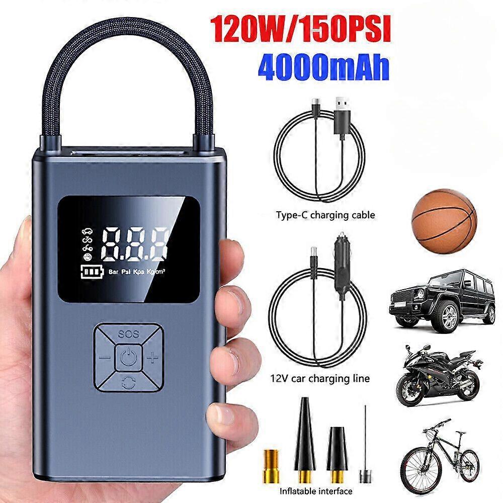 Car Tyre Inflator Cordless Digital USB Rechargeable Tire Air Compressor Pump UK No.09015
