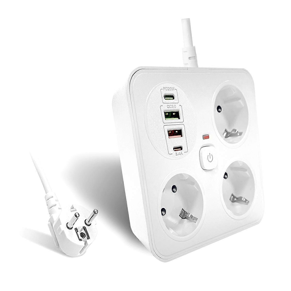 3AC Outlet Multitap Power Strip 2 Type C Extension Cord Electrical Socket Home Office Surge Network Protector EU Plug A