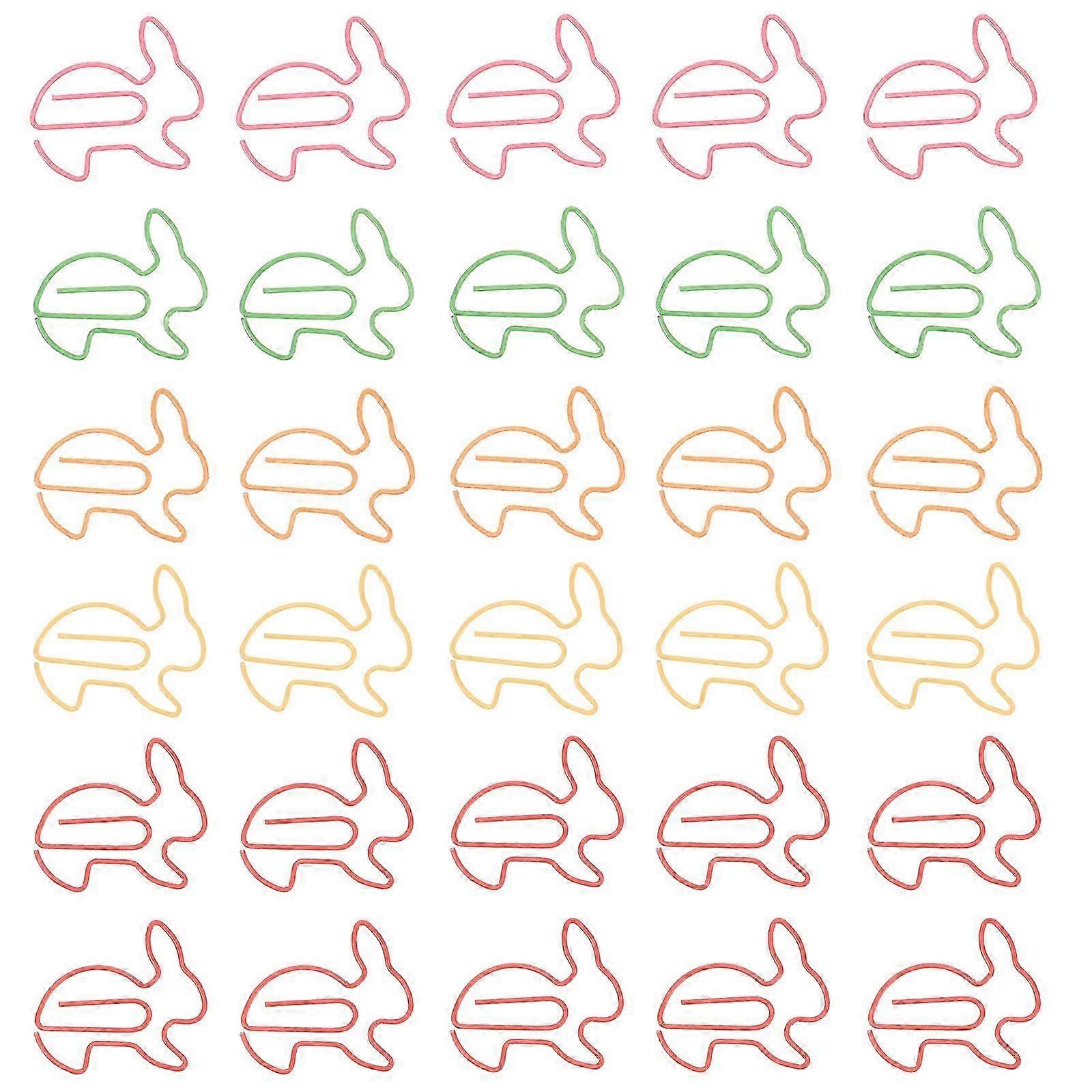 50Pcs Lovely Rabbit Shaped Clips Paper Clips Creative Note Clips Paper Pin Clip for Party Gift Office Hand Account (Random Color)-Yvan