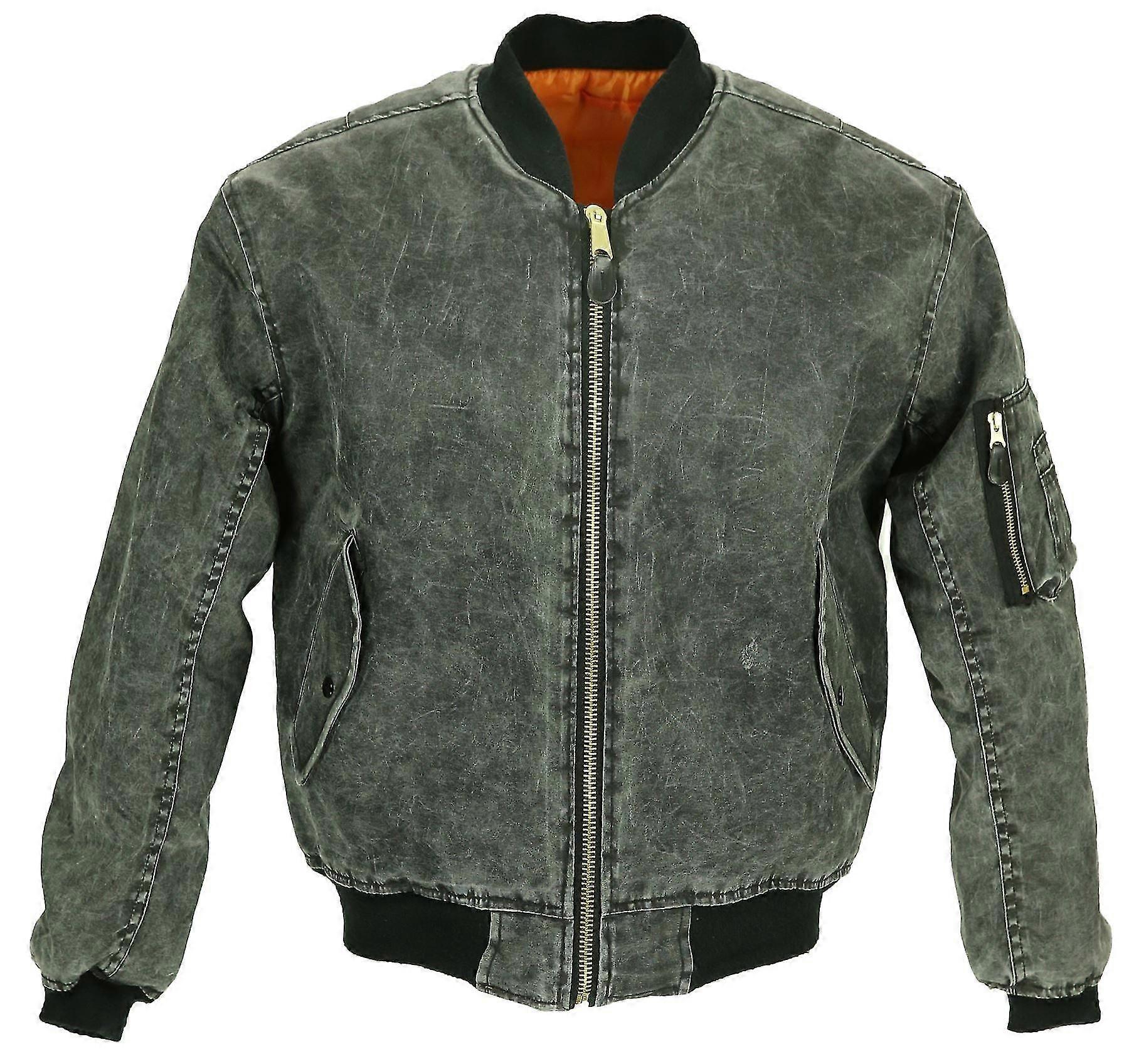 Skinhead Stonewashed Ma1 Bomber Flight Army Jacket X-Large Black