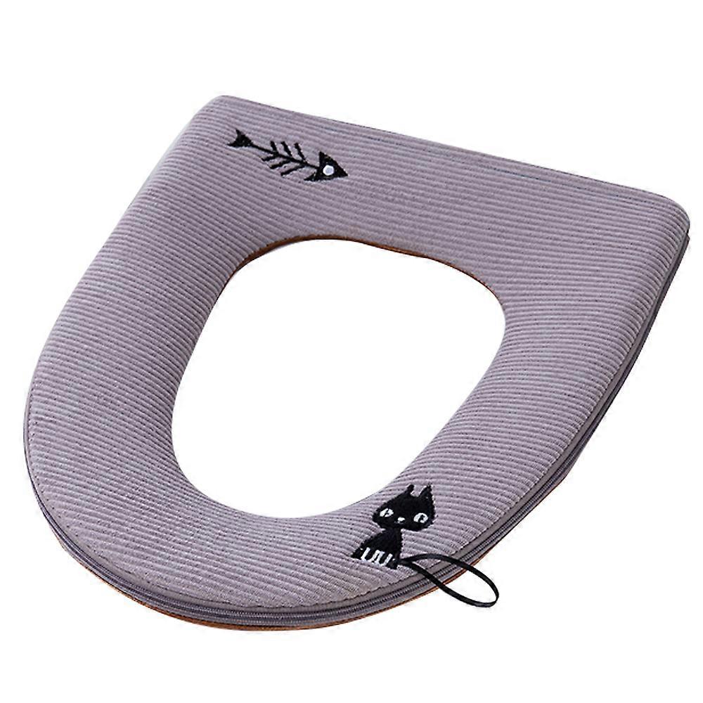 Warm Plush Washable Thicken Toilet Seat Cover Pads Mat with Handle and Zipper