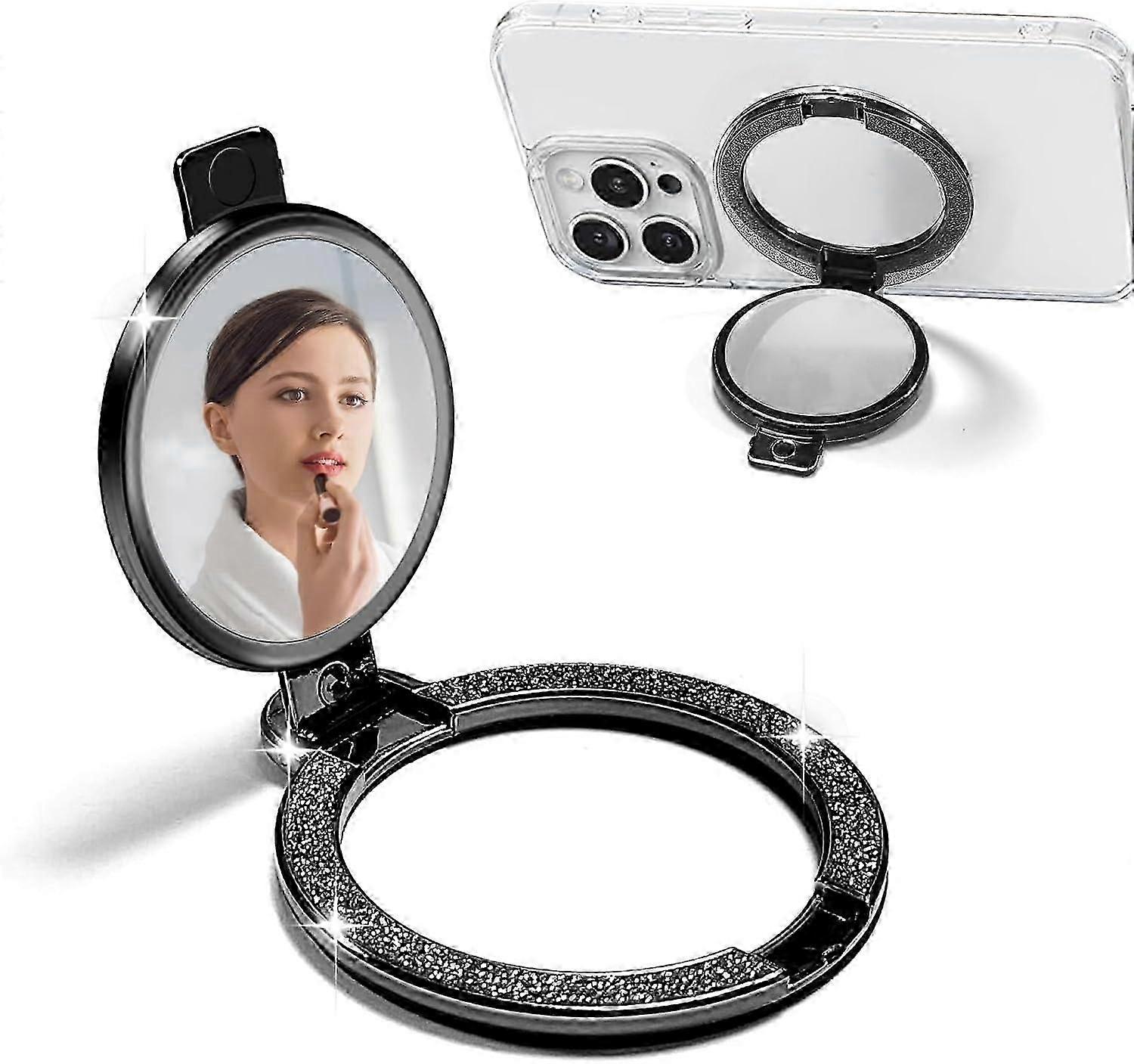 Mobile Phone Ring Holder with Mini Mirror, 2Pcs Glitter Finger Holder, Mobile Phone Ring Holder, Universal Smartphone Finger Holder