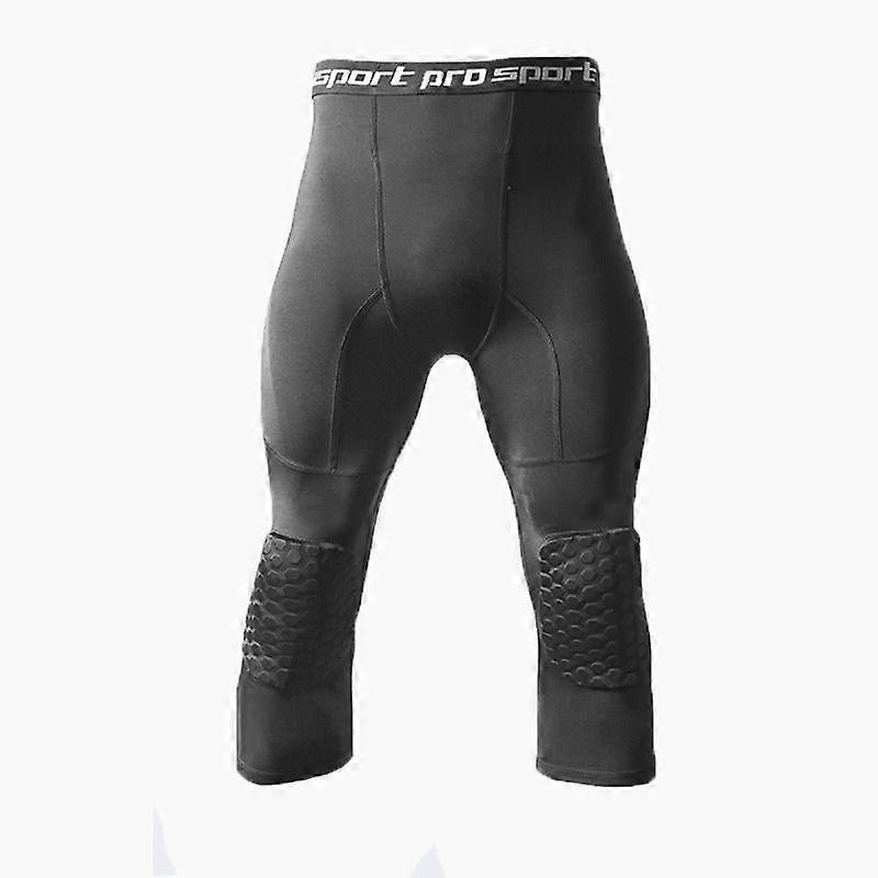 Amyi Basketball Leggings With Knee Pad For Men 3/4 Compression Trousers Sports Professional Knee Pad