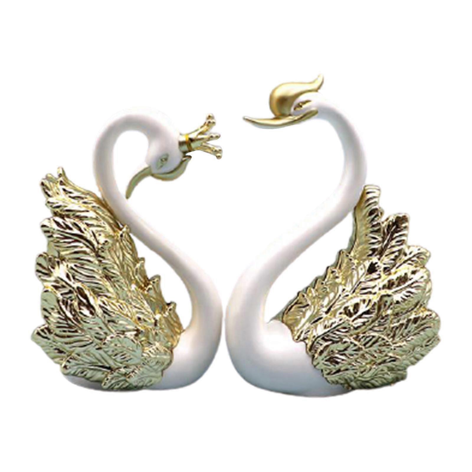 2x Romantic Crown Swan Cake Topper Baking Decorative Tabletop Decor