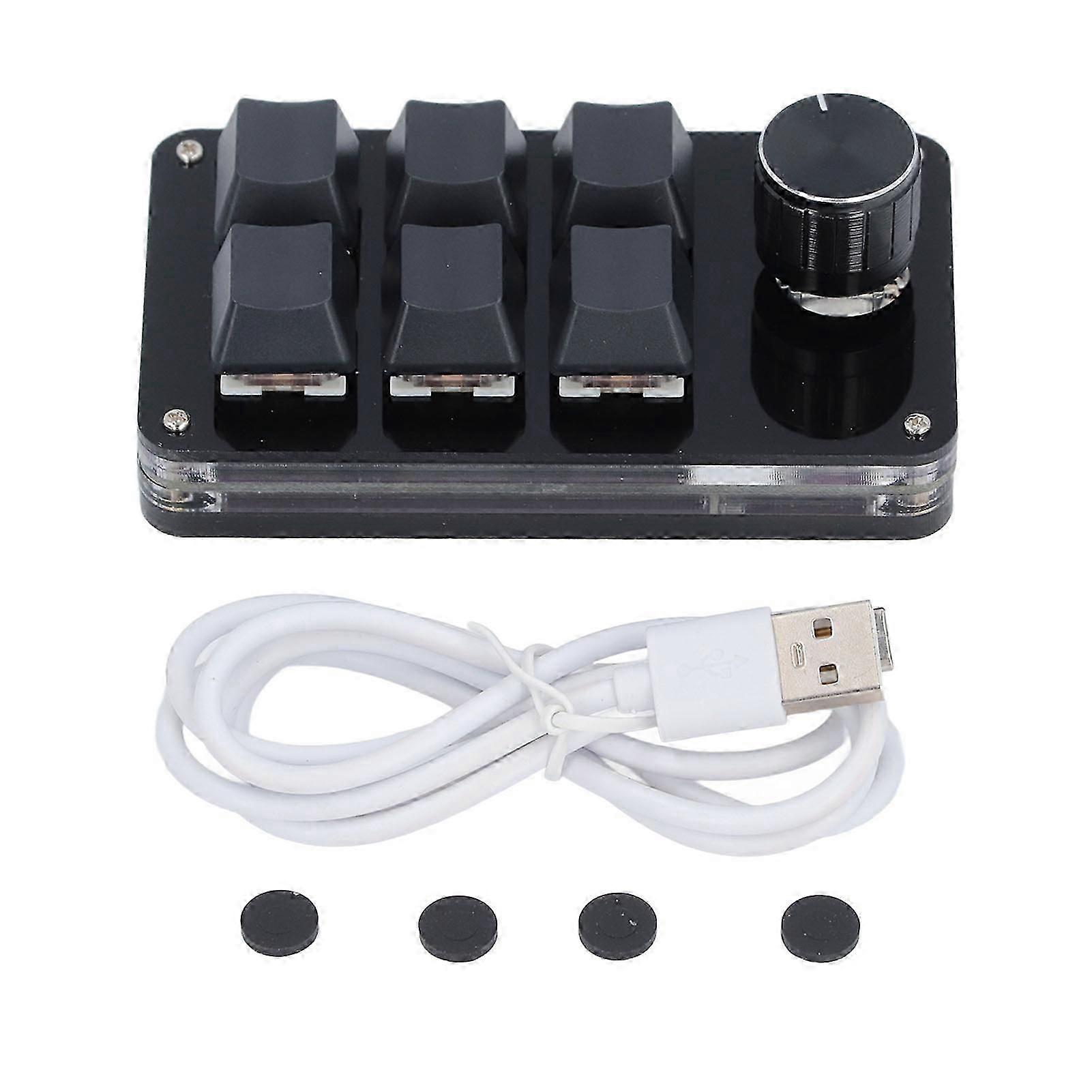 Mini Macro Mechanical Gaming Keyboard 6 Keys 1 Knob Programming Macro Pad for Laptop Computers