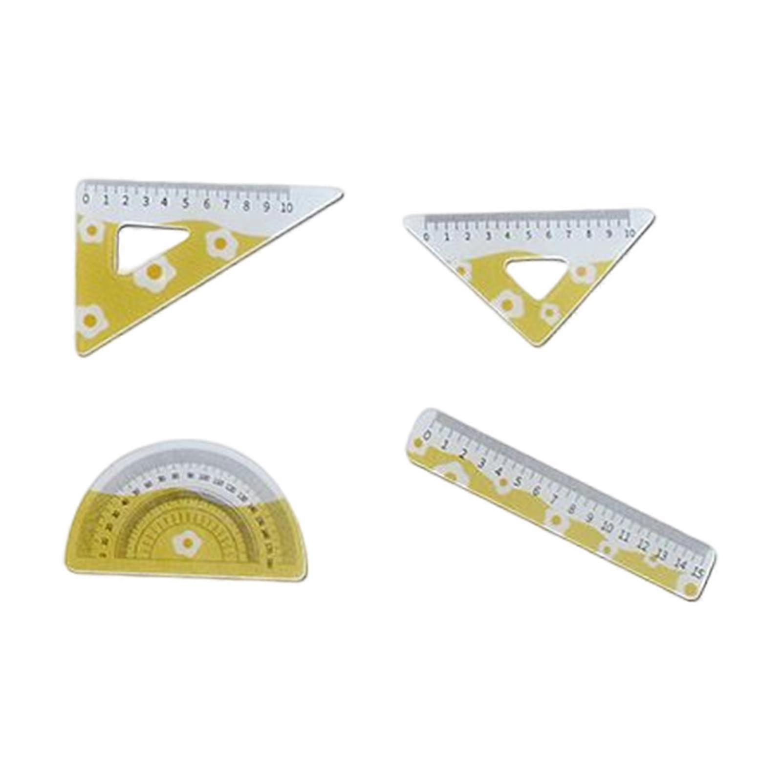 4Pcs Miniature Mini Rulers Model Set Simulation Doll Learning Ruler for 1:12