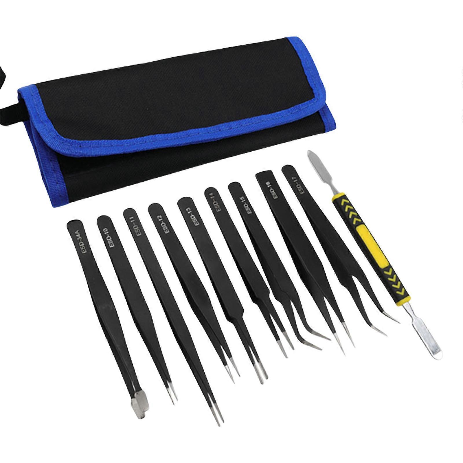 Professional Tweezers And Pry Bar Collection With Canvas Bag Suitable For Industrial Task Electronic Mobile Phone Repair