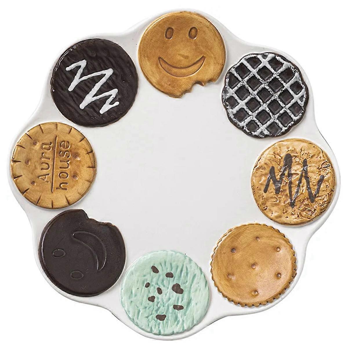 Cute Ceramic Office Dessert Plate,Multicolor,Colored Cookie Plate