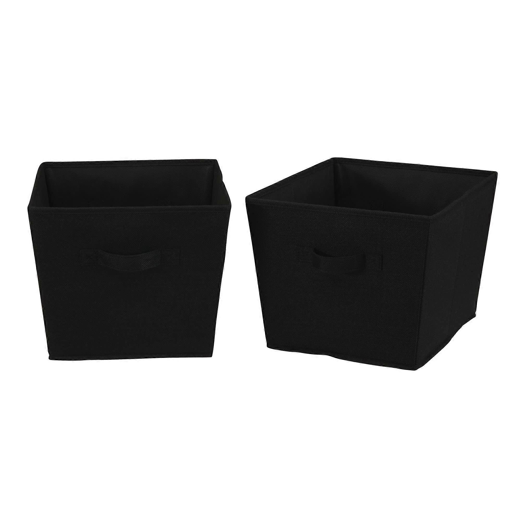 2 Pack Black Linen Fabric Storage B Medium Size