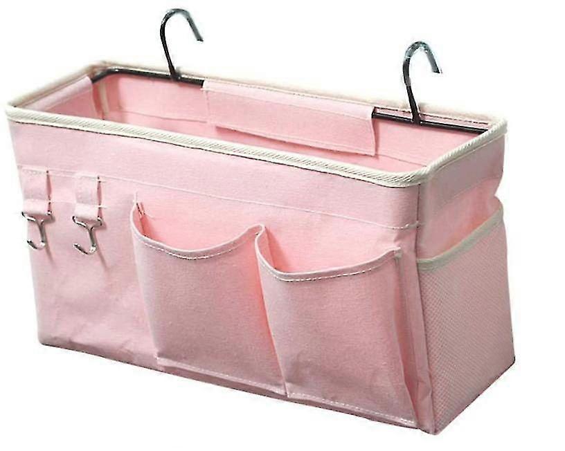 Versatile Canvas & Iron Bedside Caddy Organizer for Bunk Beds, Dorms, and Hospitals - Space-Saving Storage Solution