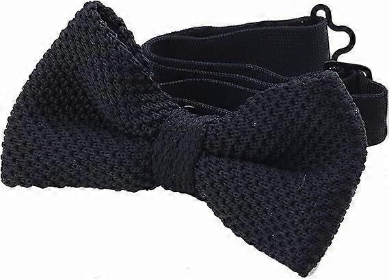 Men Knit Knitted Bow Tie Pre Tied and Adjustable, Black