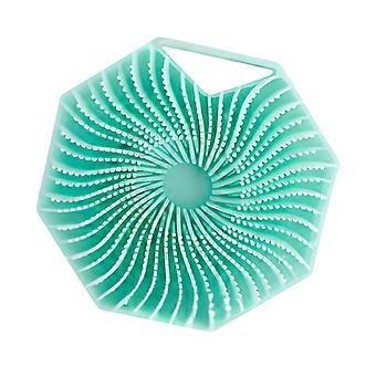 Silicone Body Scrubber Massage Exfoliating Non Slip Handle Portable Body Brush for Home Travel Green