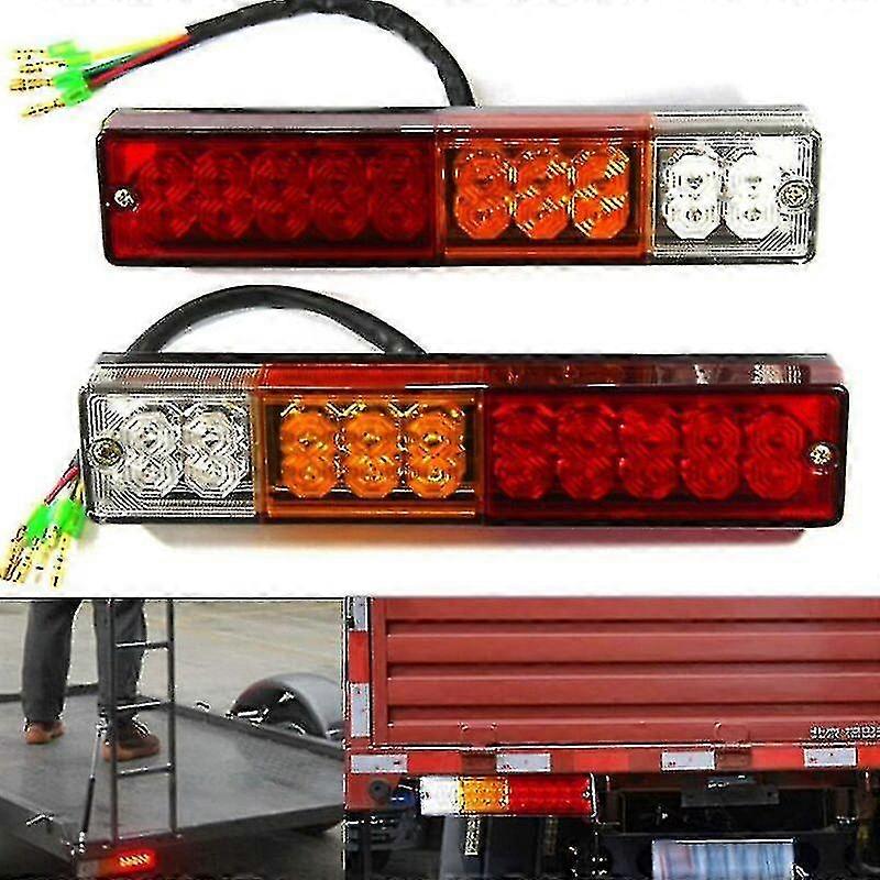 2pcs 12v Led Trailer Lights,universal Led Tail Lights 20led Reverse Lights Brake Turn Signal Lighting Rear Headlight For Trailer Truck Tractor Caravan