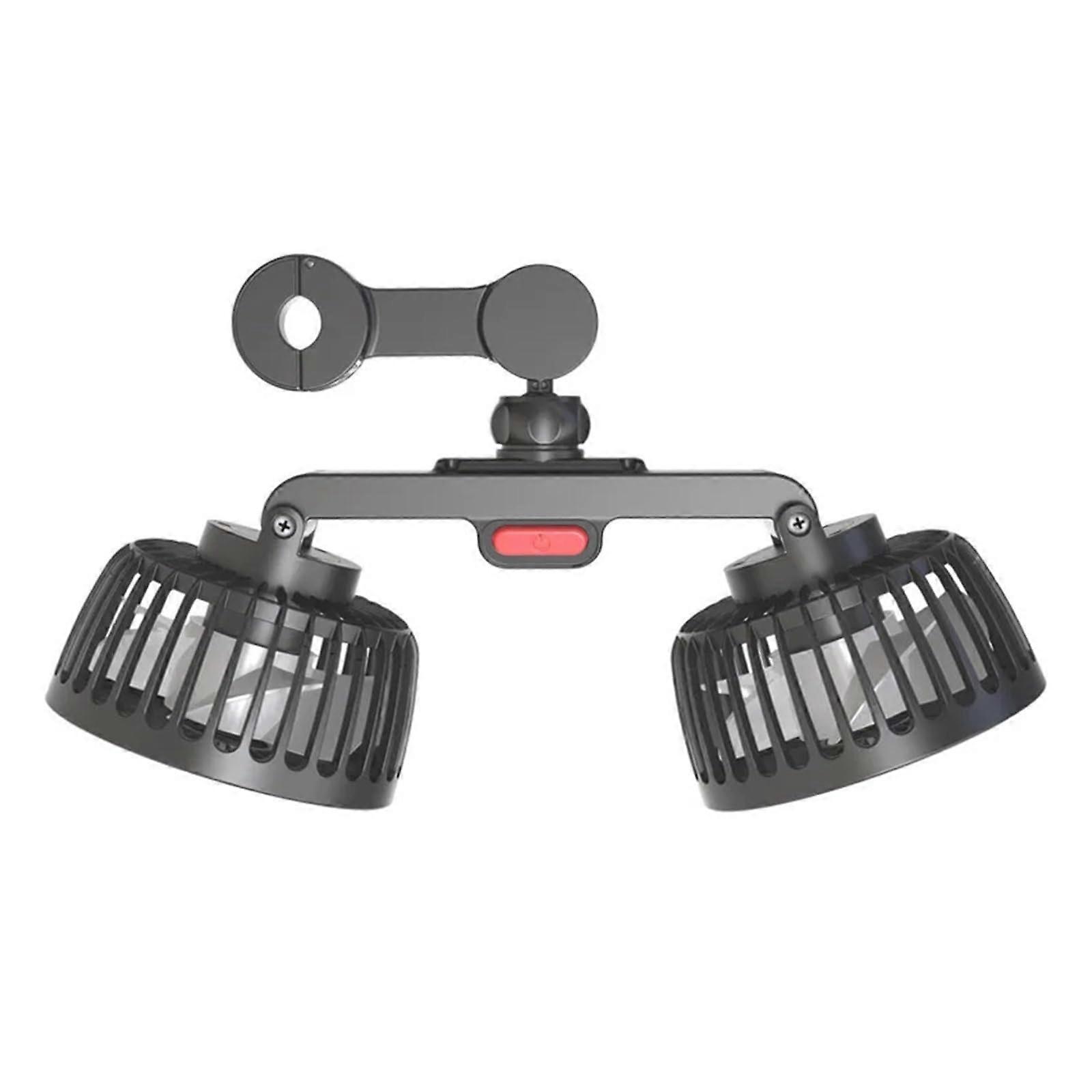 USB Seat Back Dual Head Fan with 360° Rotation, 3 Speed Low Noise, Adjustable Airflow for Car and Office Use