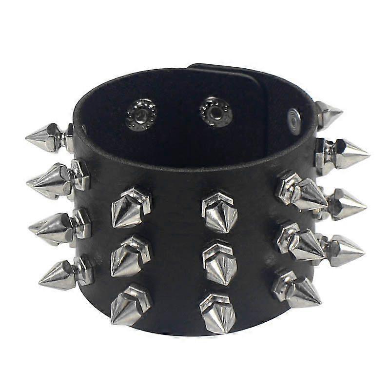 Mode Gothique Punk Unique Pointes Rivet Stud Wide Cuff Bracelet Cuir Punk Gothique Rock Bangle Bracelet Femmes Hommes Bijoux