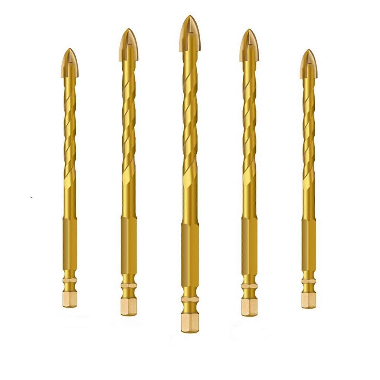 5pcs 612mm Cross Hex Tile Bit Glass Drill Bit Woodworking Tools Ceramic Concrete Hole Opener Electric Drill Bit Power Tool Part bit
